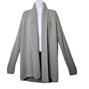 Ann Taylor‎ Women Merino Wool Alpaca Blend Open Front Cardigan M Gray Cozy Knit